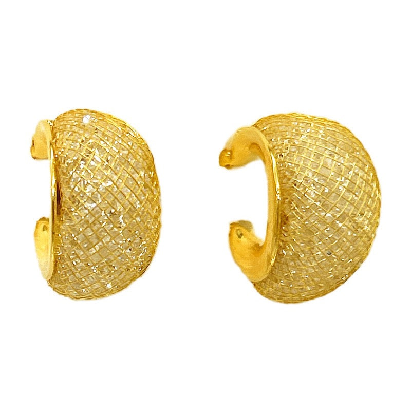 Light luxury gold mesh crystal 24 K gold chrome-plated earrings Women fashion personality all-match design earrings