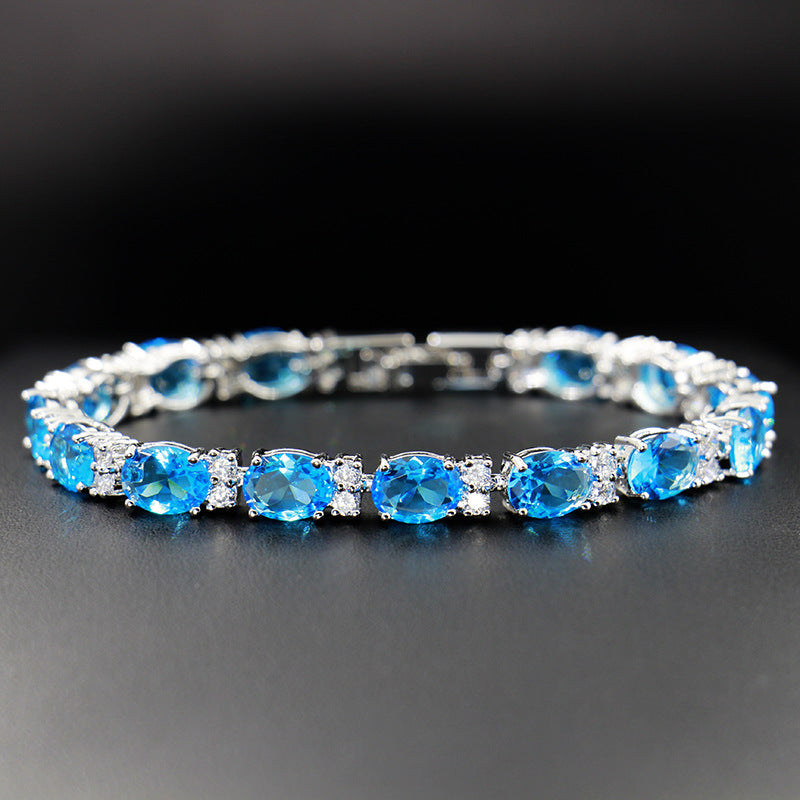 Summer accessories simple crystal colored zircon bracelet does not fade ladies jewelry colored gemstone bracelet