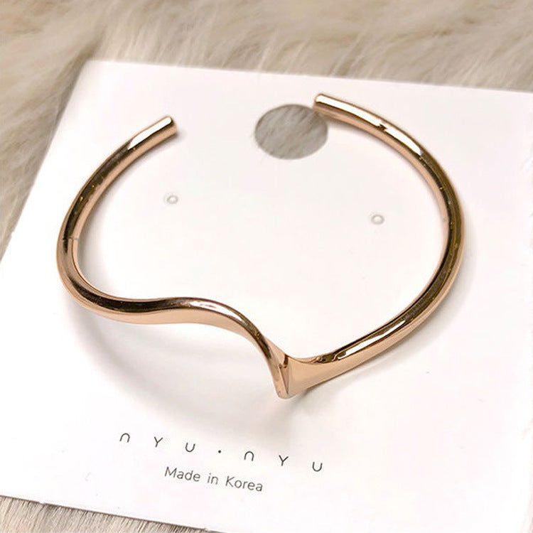 Cold wave pattern bracelet niche temperament all-match female design sense wave open hand jewelry bracelet