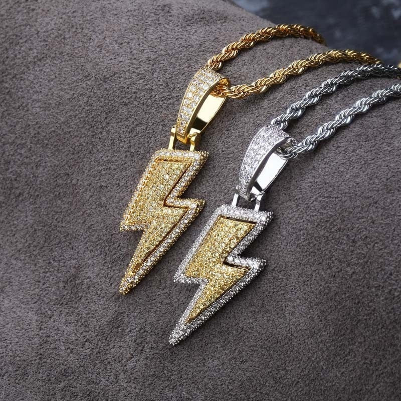 Everything with personality fashion sweater chain couple accessories niche men's necklace lightning pendant