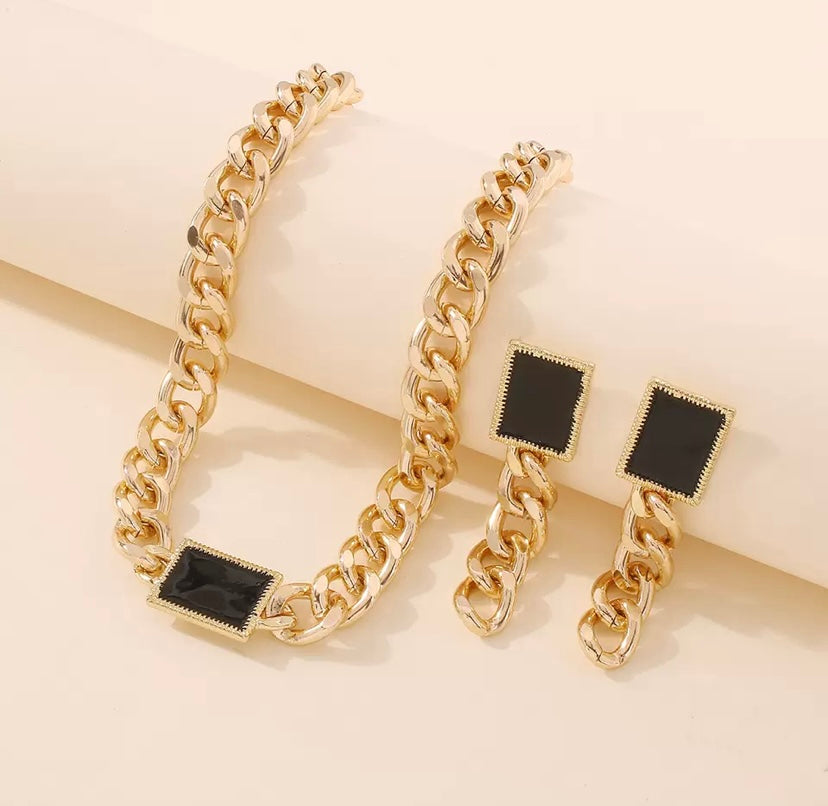 Thick chain fashion exaggeration street shoot collar stud earrings