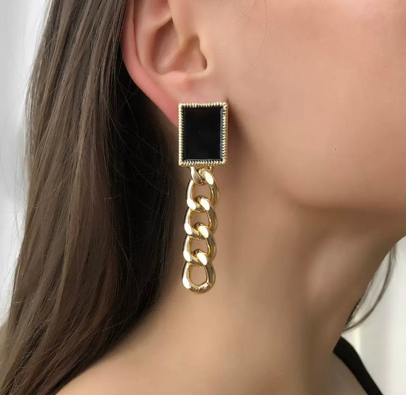 Thick chain fashion exaggeration street shoot collar stud earrings