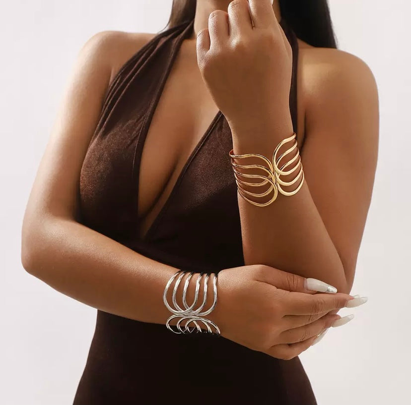 Simple geometric metal hand jewelry fashion retro trend spring open bracelet