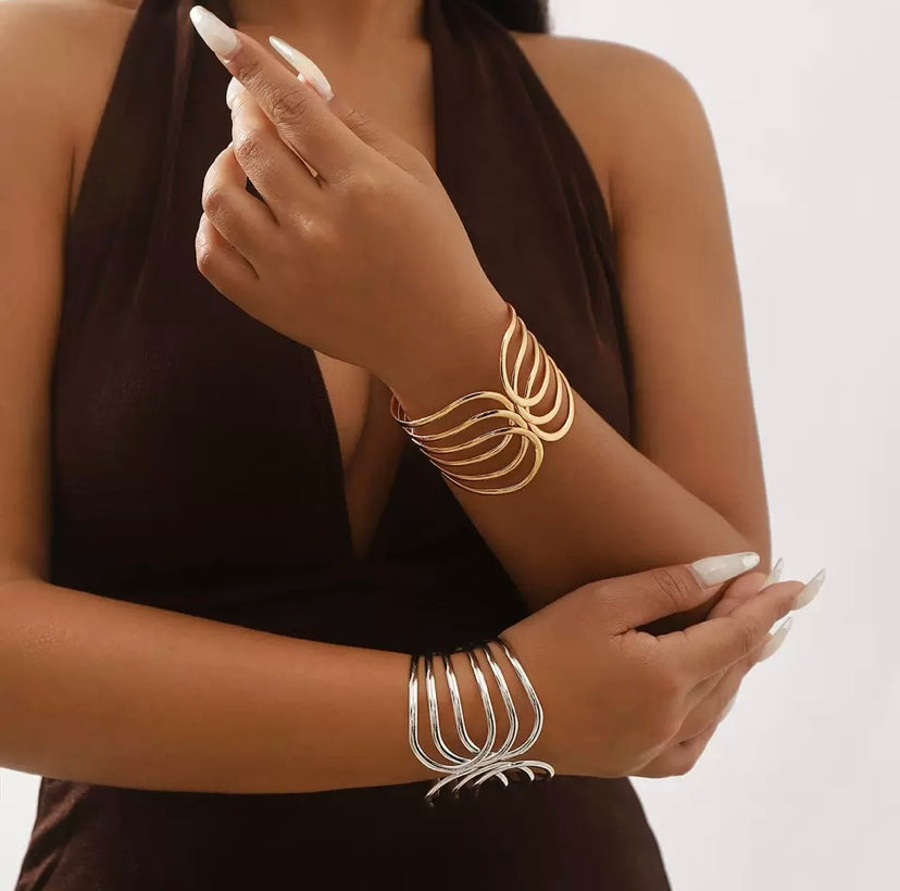 Simple geometric metal hand jewelry fashion retro trend spring open bracelet