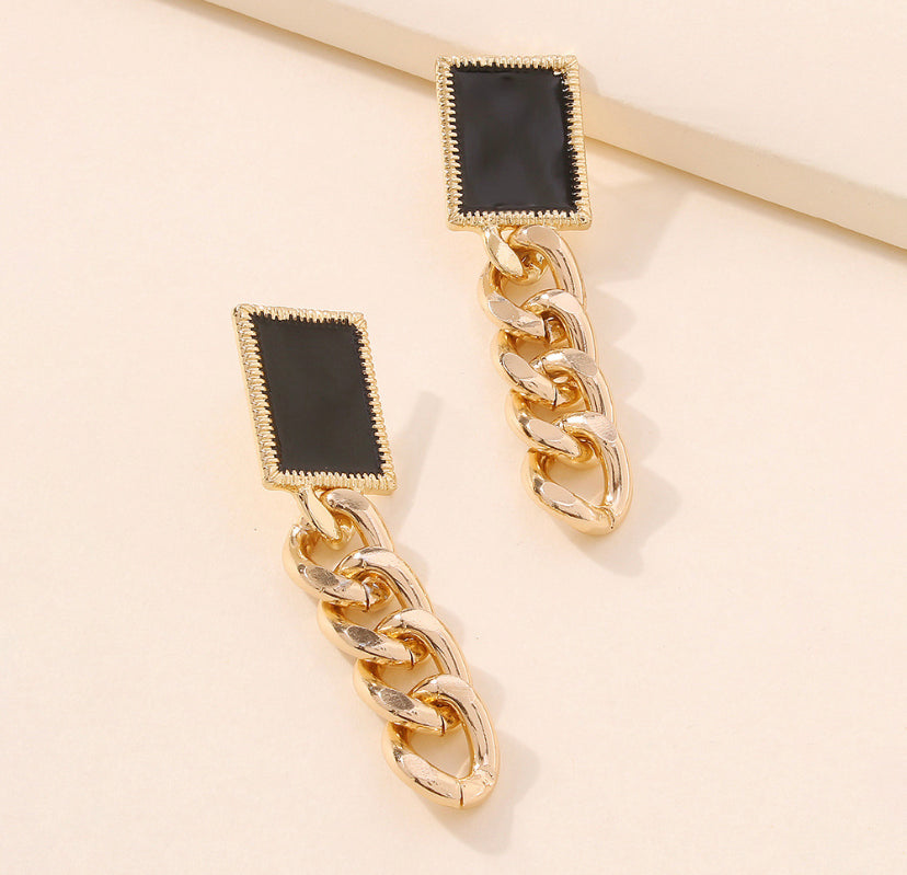 Thick chain fashion exaggeration street shoot collar stud earrings