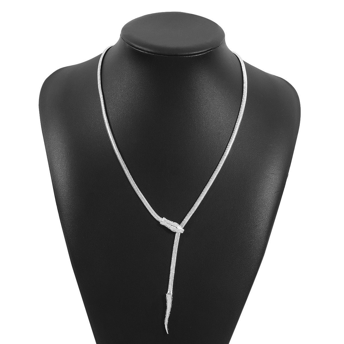 Simple long snake bone chain choker cold wind design can be pulled necklace