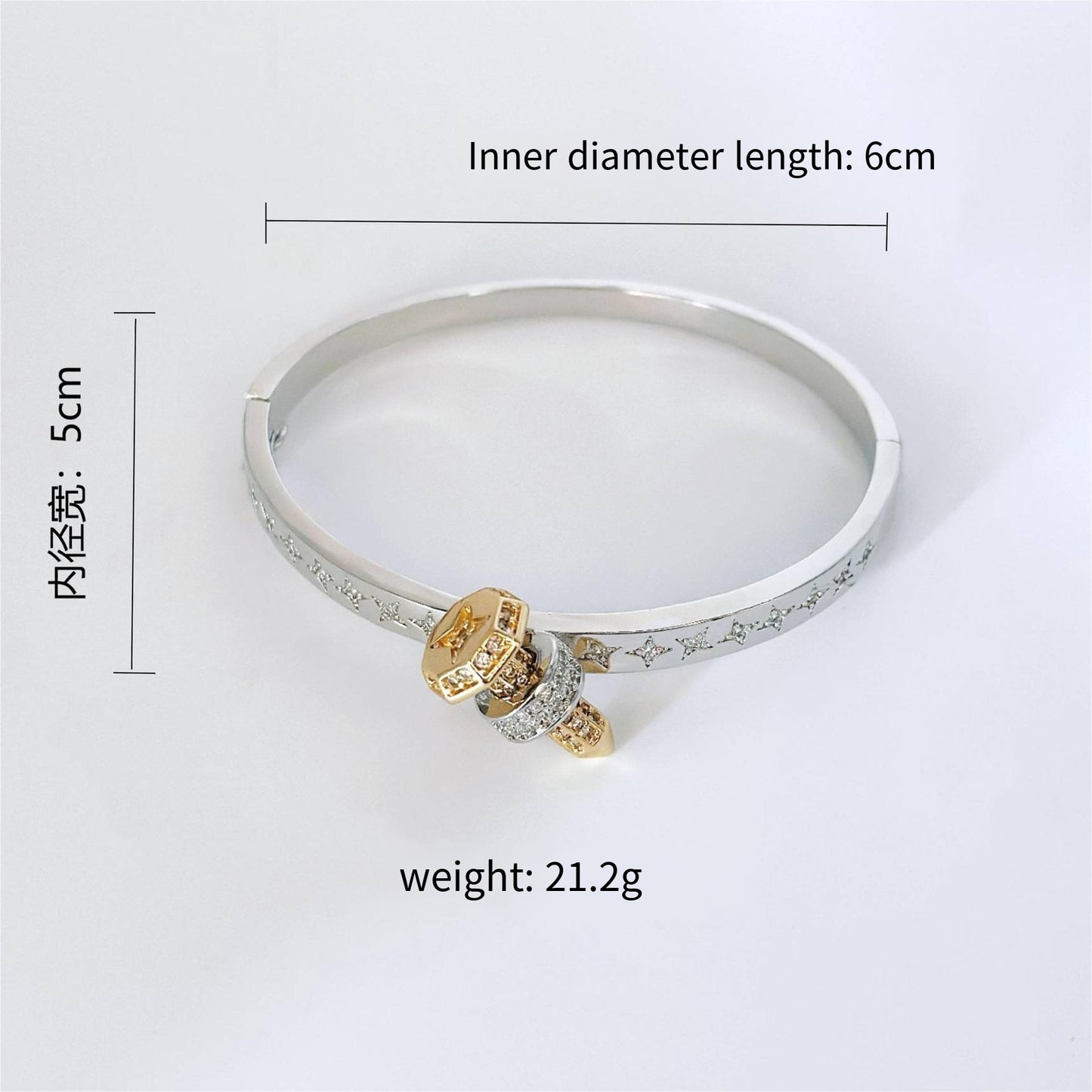 Europe and the United States hot nail studded zirconium bracelet stars with diamond light luxury European and American gold and silver nail bracelet