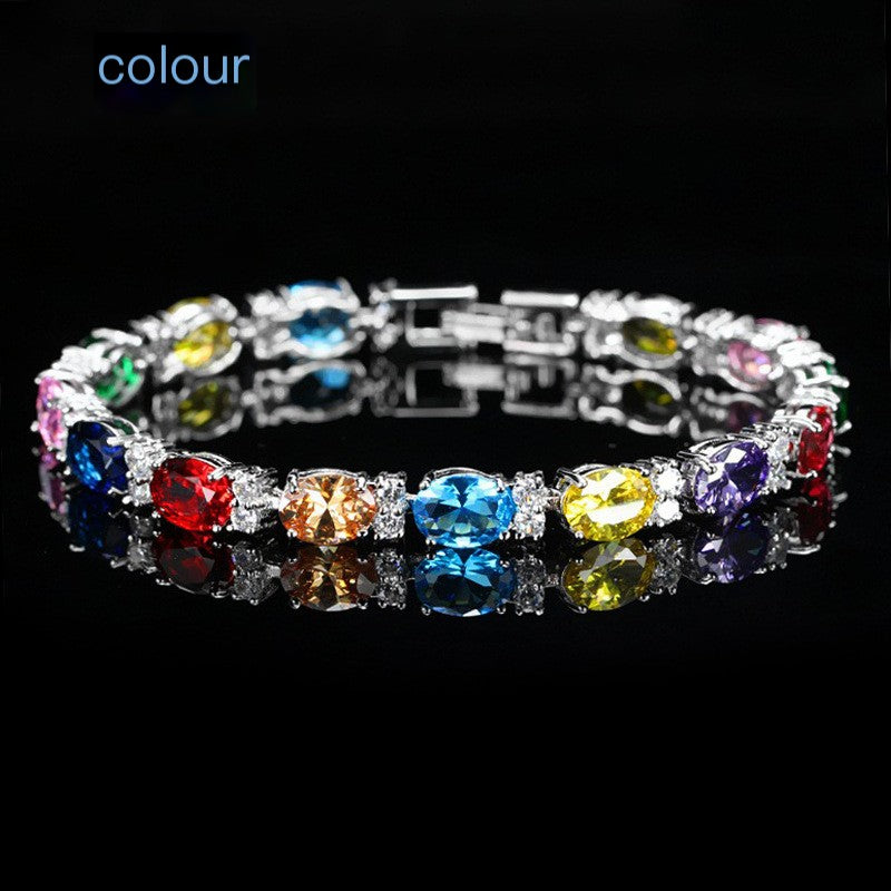 Summer accessories simple crystal colored zircon bracelet does not fade ladies jewelry colored gemstone bracelet