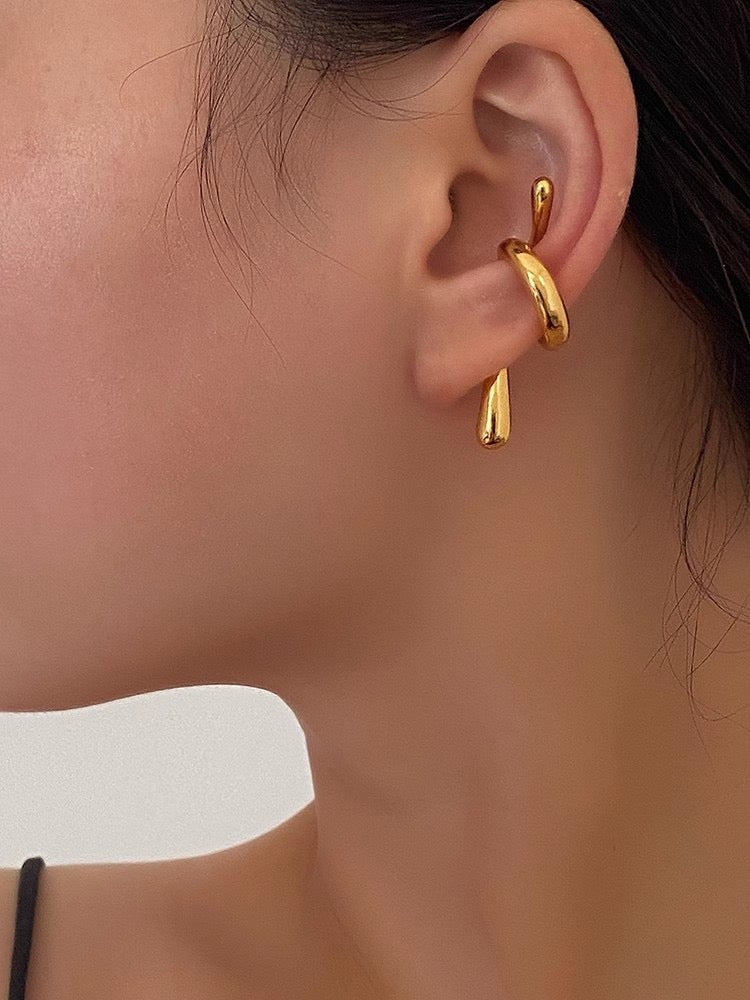 Twisted and knotted simple earbone clip Original gold and silver niche design earhang no piercing no pinching earrings