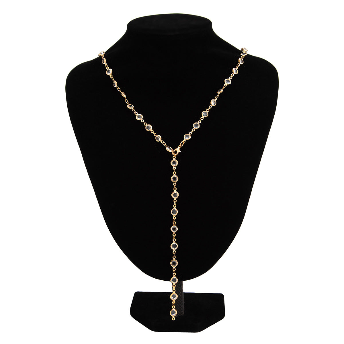 Fashion sense fringe y chain necklace women simple multi-layer inlaid crystal clavicle chain