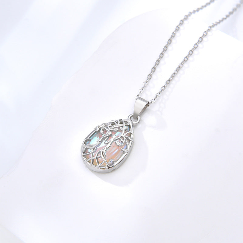 925 sterling silver Tree of Life necklace Female autumn/winter niche premium moonstone pendant clavicle chain