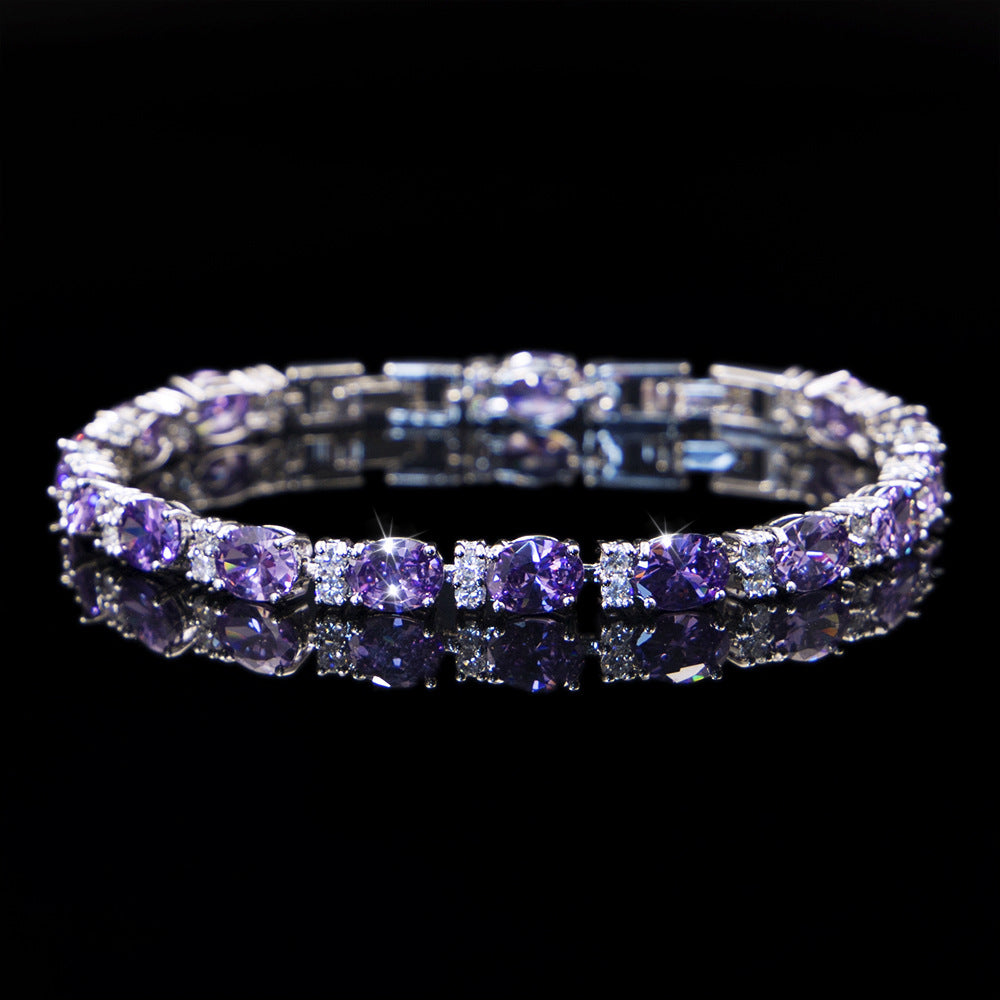 Summer accessories simple crystal colored zircon bracelet does not fade ladies jewelry colored gemstone bracelet