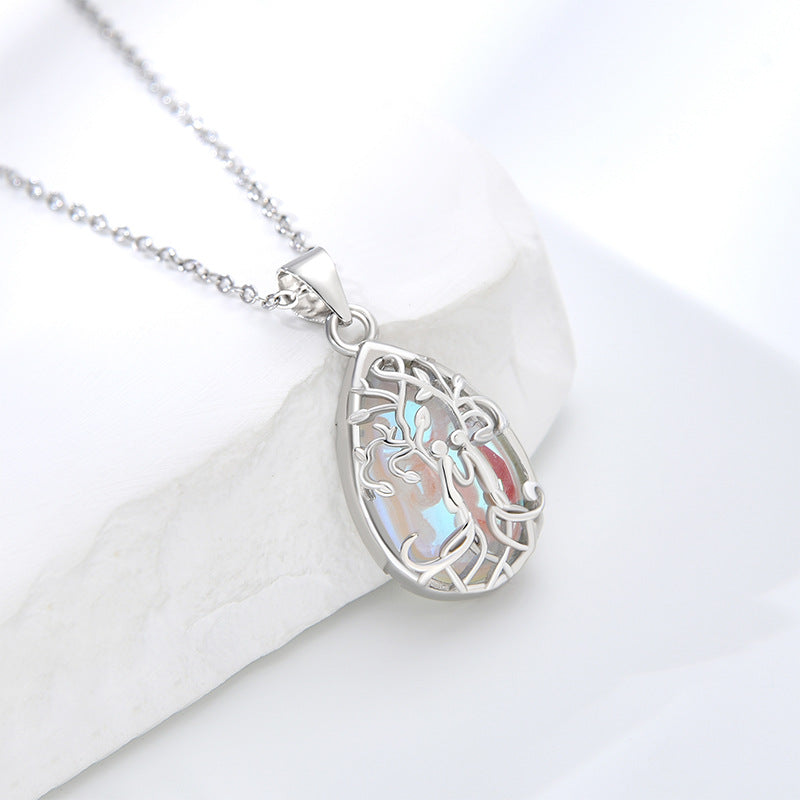 925 sterling silver Tree of Life necklace Female autumn/winter niche premium moonstone pendant clavicle chain