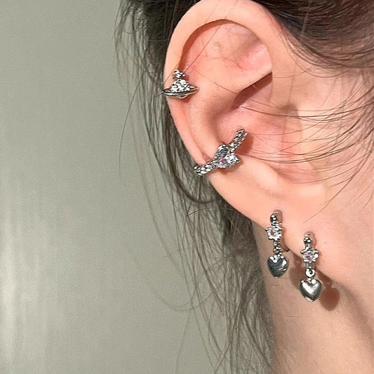 Super flash love pendant earrings, earrings, studs, women's sense of luxury, delicate and versatile, stacking ear bone rings