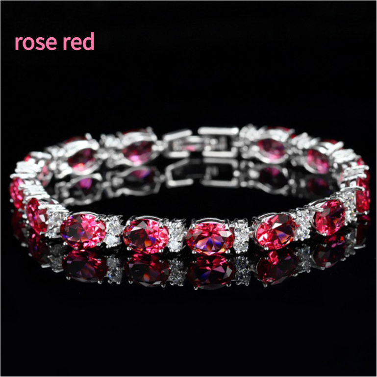 Summer accessories simple crystal colored zircon bracelet does not fade ladies jewelry colored gemstone bracelet