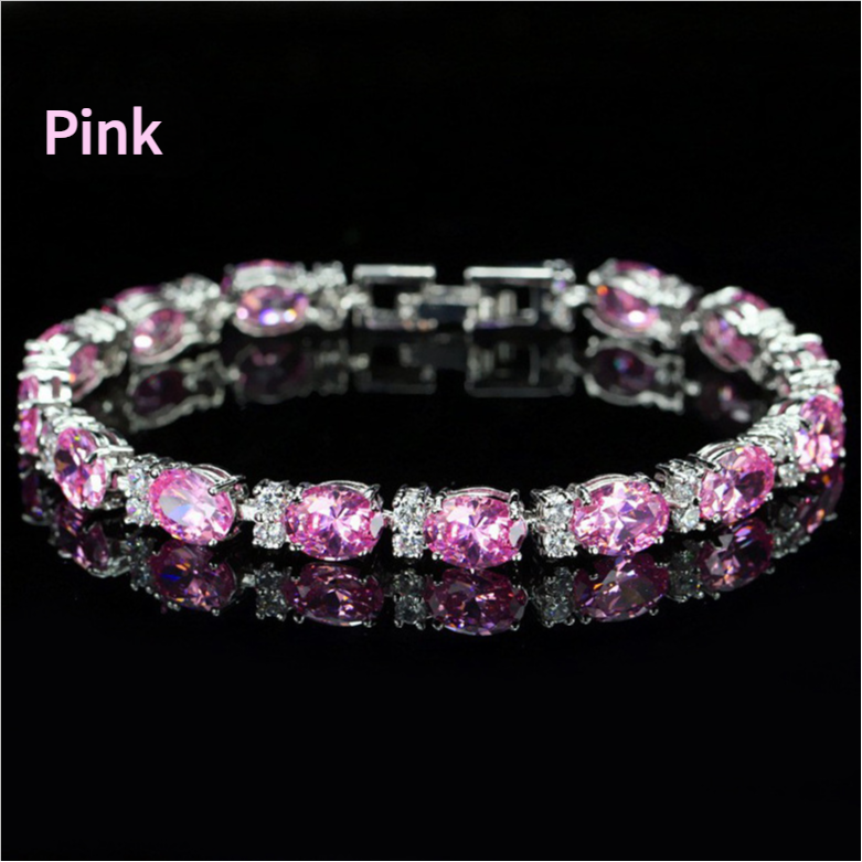 Summer accessories simple crystal colored zircon bracelet does not fade ladies jewelry colored gemstone bracelet