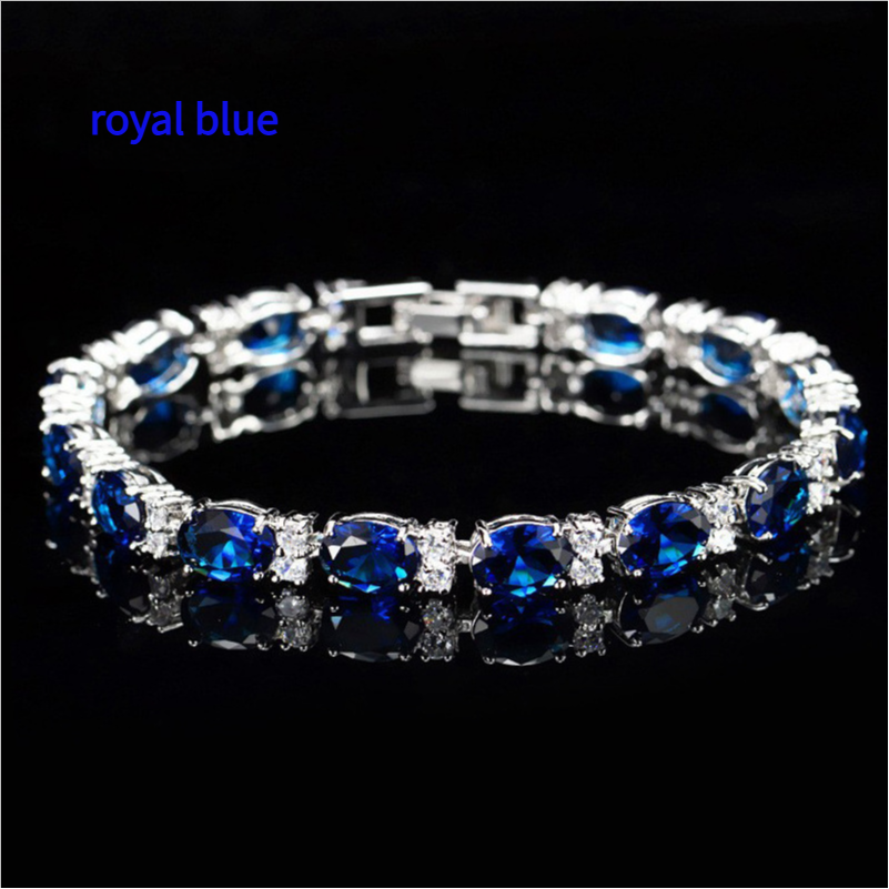 Summer accessories simple crystal colored zircon bracelet does not fade ladies jewelry colored gemstone bracelet